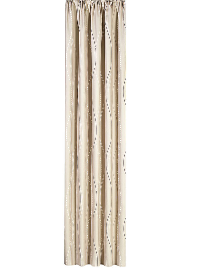 Overgordijn met golfdesign en universele railtape BEIGE