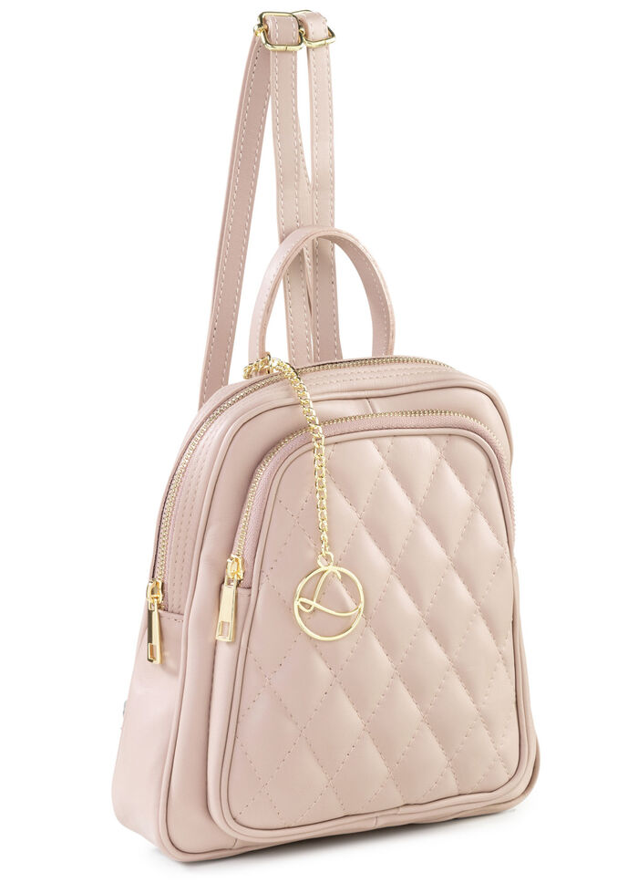 Laurina kalfsleren rugzak met trendy design POEDERROZE