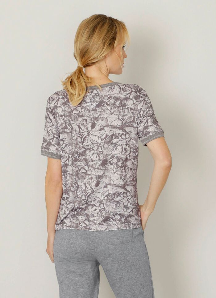 Shirt met sportieve geribde manchetten 