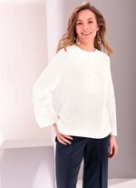 Trui met bloemenborduursel 