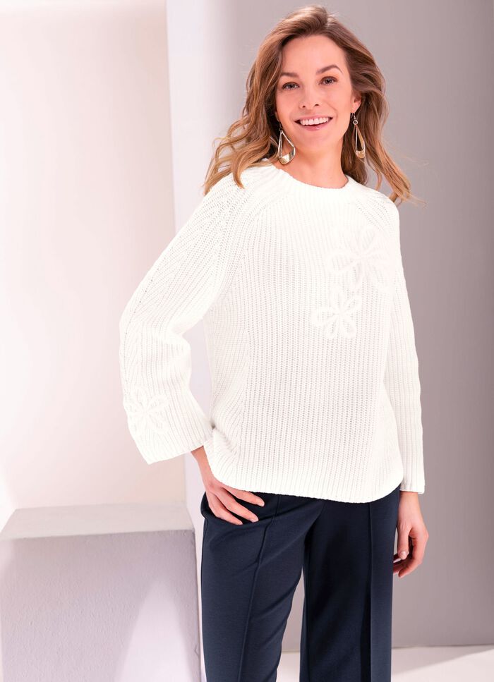 Trui met bloemenborduursel 