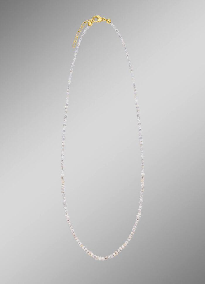 Uitzonderlijke ketting met ruwe diamanten in lichtgrijs 
