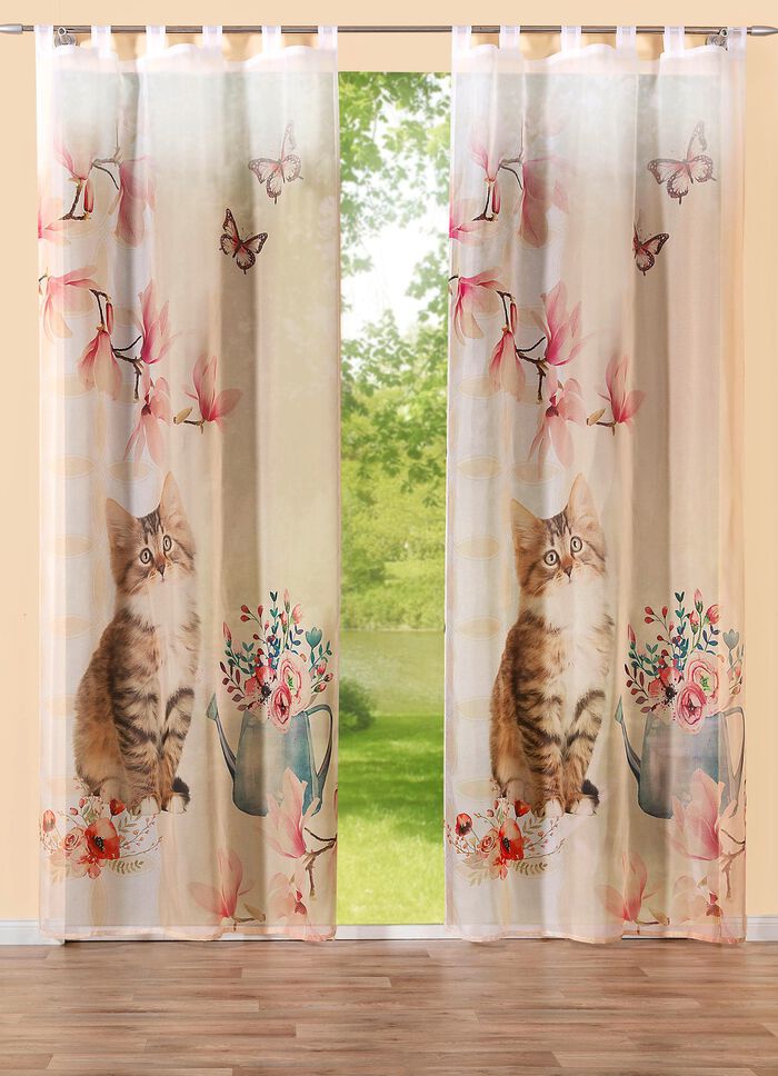Digitaal bedrukte gordijnen en verduisteringsgordijnen met kattenmotief 