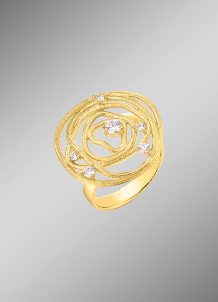 Matte damesring met zirkonia 