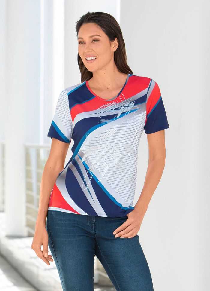 Shirt met glanzende zilveren print 