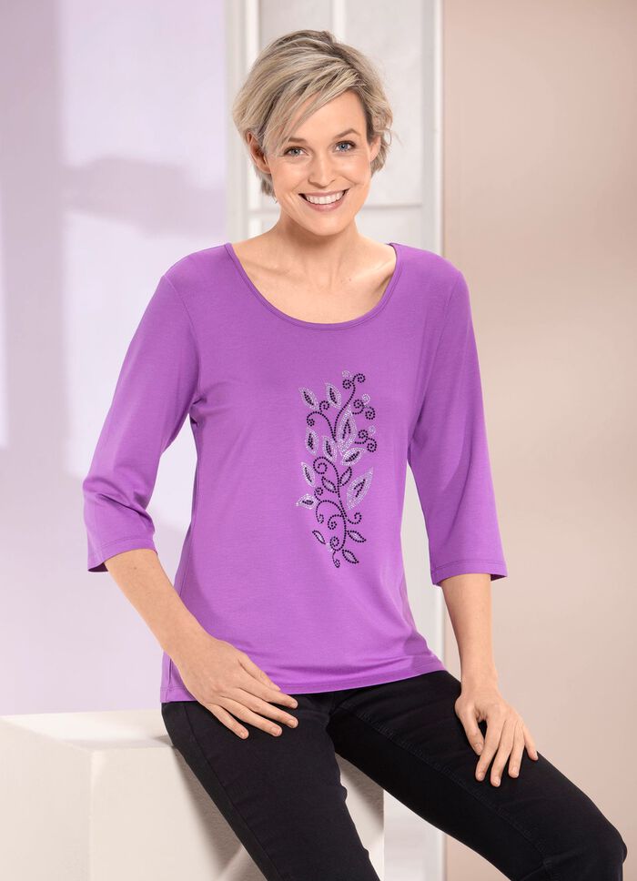 Shirt met strass steentjes in 2 kleuren PAARS