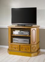 Gedeeltelijk massieve TV-phono ladekast met metalen handgrepen 