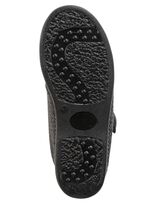 Enkellaarsjes van textiel met een subtiel visgraatpatroon ANTRACIET