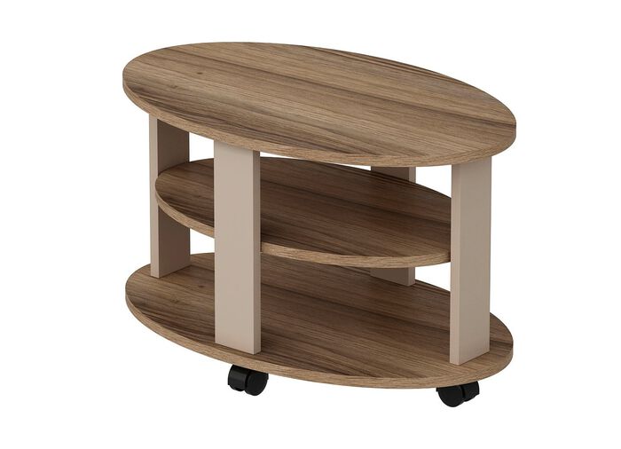 Salontafel op wielen CAPPUCCINO MET WALNOOT