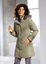 Lange jas met afneembare rand van imitatiebont 