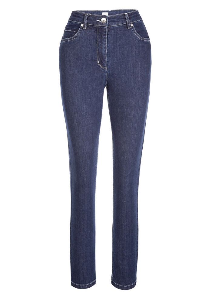Jeans met 5 zakken DONKERBLAUW