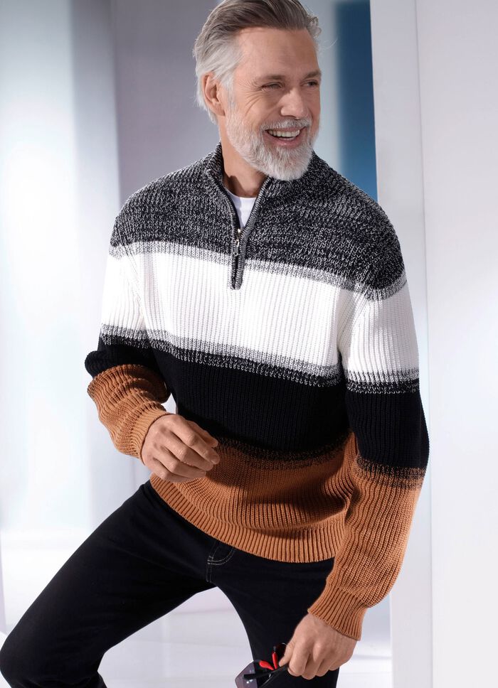 Schipperstrui met korte ritssluiting 