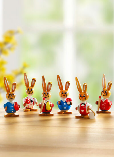 Houten konijntjes, set van 6 