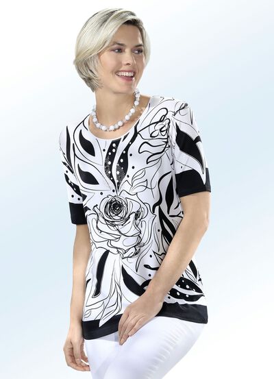 Shirt met ronde halslijn in 2 kleuren 