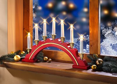 Lichtboog, 7 lampen gemaakt van hout 