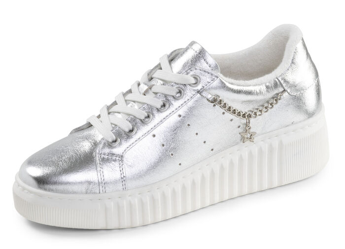 ELENA EDEN, stijlvolle damessneakers, breedte G, uitneembaar voetbed ZILVER