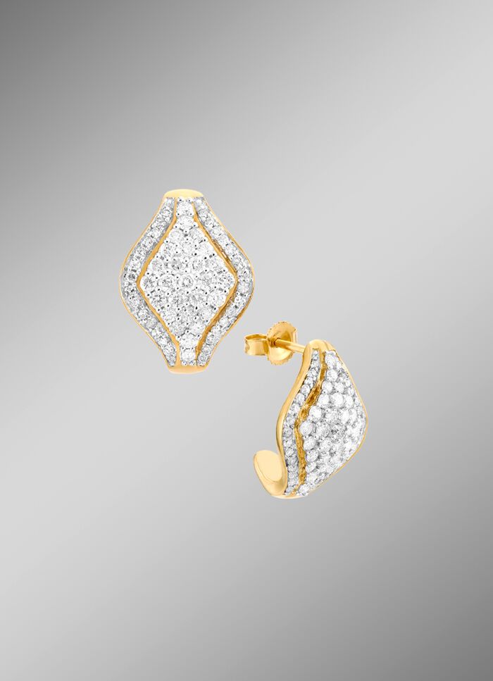 Zwaar bezette oorbellen met diamanten 