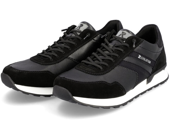 Sneakers met veters en uitneembaar voetbed van textiel ZWART