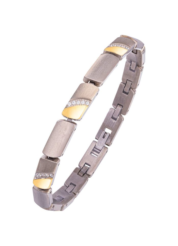 Bicolor armband met synthetische zirkonia 