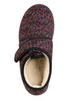 Warme damespantoffels, breedte H, met klittenbandsluiting ZWART-KLEURIG