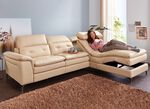 Met leer beklede hoek met relaxfunctie BEIGE
