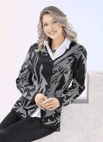 Vest in grafische look met plastic effect ZWART-WIT