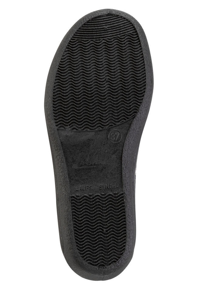 Comfortabele damespantoffels, breedte H, gemaakt van mesh-materiaal met bloemenprint GRAU-BUNT