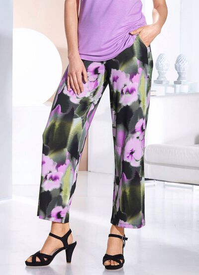 Broek met expressief dessin 