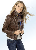 Korte leren jas met binnenzak 