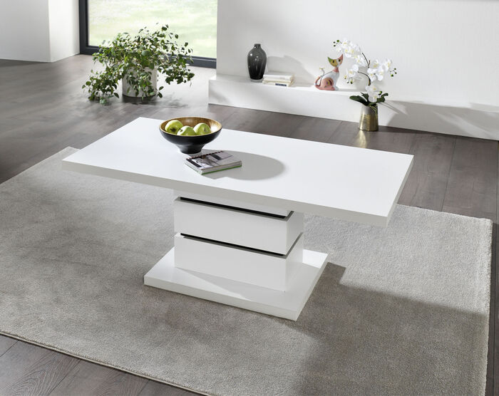 Elegante salontafel met marmerlook WIT-ZWART