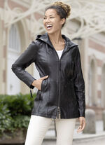 Leren jas met 2-weg rits 