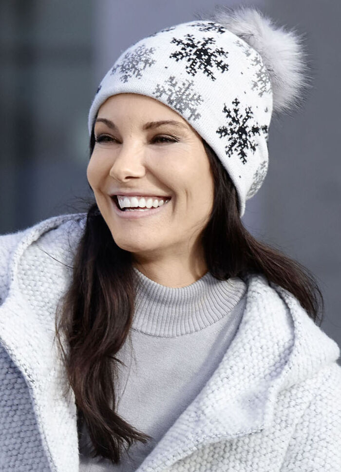 Trendy dameshoed met sneeuwvlokdesign WIT
