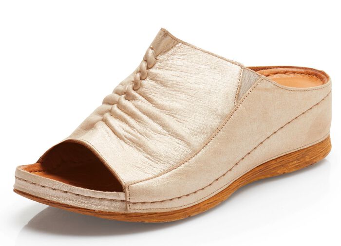 Gemini muiltjes met elastische zijkanten GOUDBEIGE