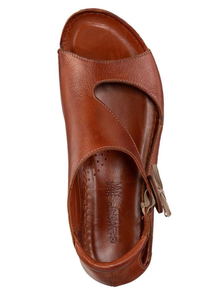 Gemini sandaal van deels gekleurd rundnappaleer COGNAC