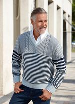 Trui met V-hals en gestreept en gestructureerd ontwerp 