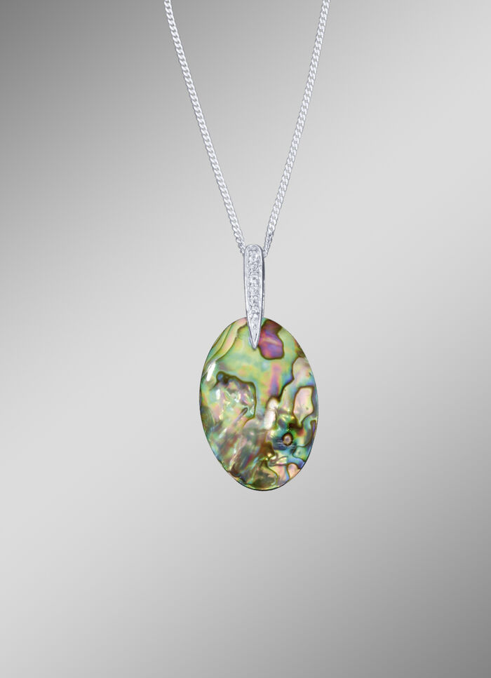 Kettinghanger van echt parelmoer van zeeoren, met pantserketting 