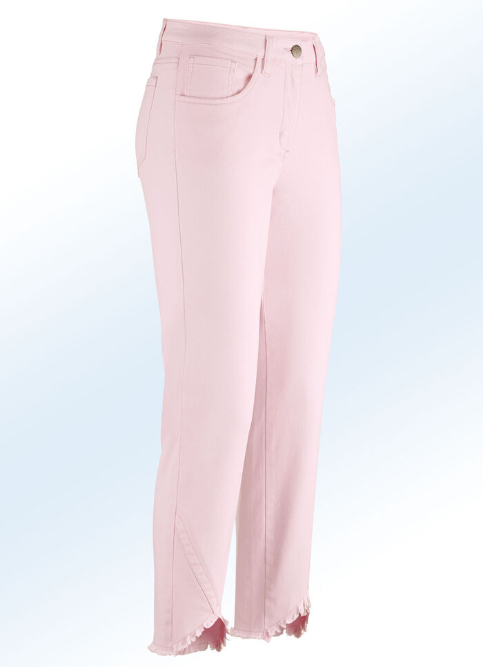 7/8-broek met interessante franjes aan de randen ROSÉ