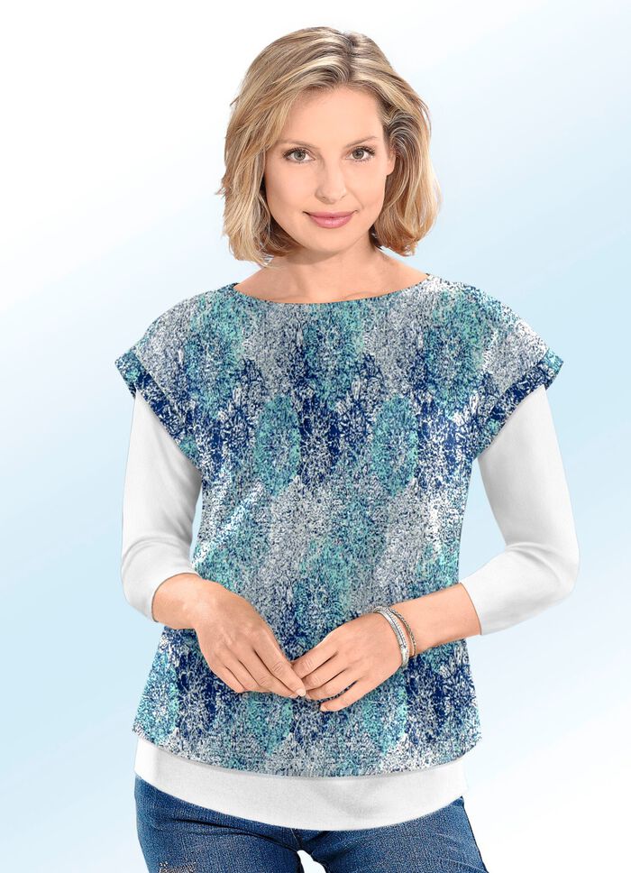 trui in jacquardmotief MINT-ECRU