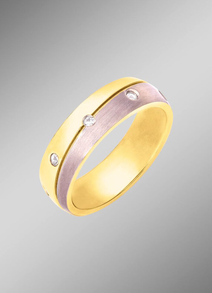 Damesring in bicolor met synthetische zirkonia 