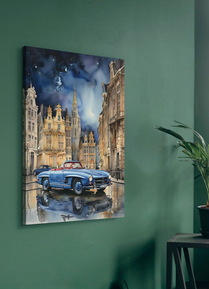 Afbeelding: Mercedes 190SL in een stad 