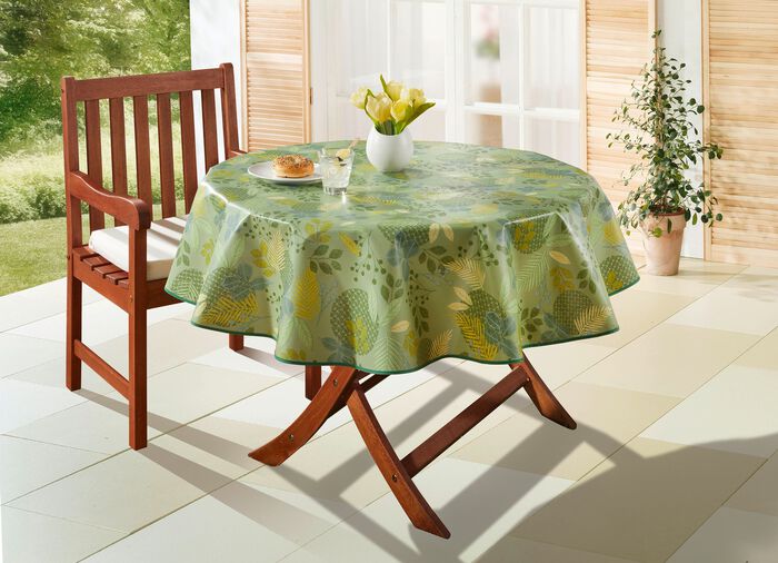 Tafelzeil van tafelzeil met bladmotief GROEN
