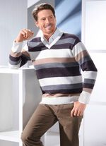 Gestreepte trui met V-hals 