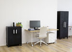 Garage gereedschapskast met houten lamelleneffect ZWART