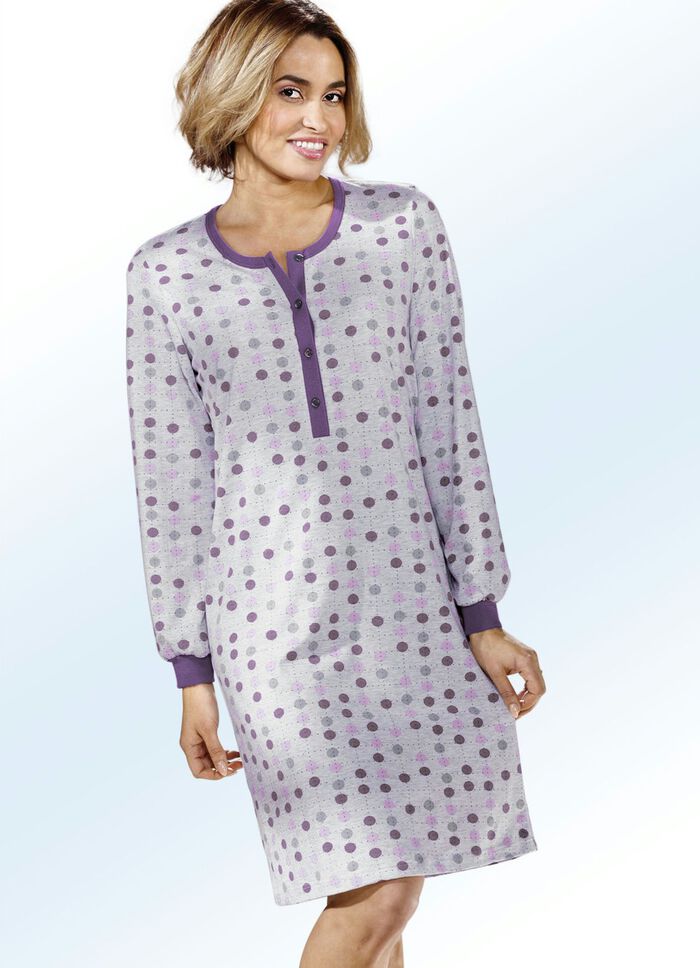 Twee-pack nachthemden, lange mouwen met knoopsluiting en manchetten FUCHSIA/SERING