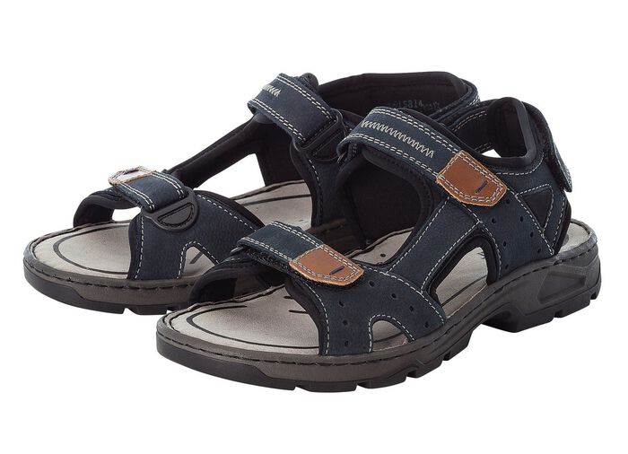 Rieker, klassieke heren trekkingsandalen, gemaakt van leer DONKERBLAUW