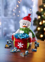 Sneeuwpop gevuld met chocolade 