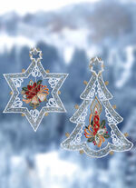 Raamafbeelding met kerstboom en ster, set van 2 