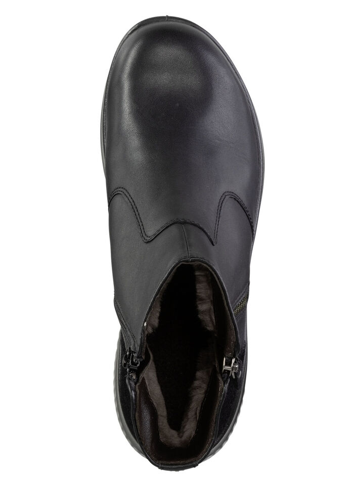 Gevoerde dameslaarzen, winterschoenen, breedte K, met lamsvacht ZWART