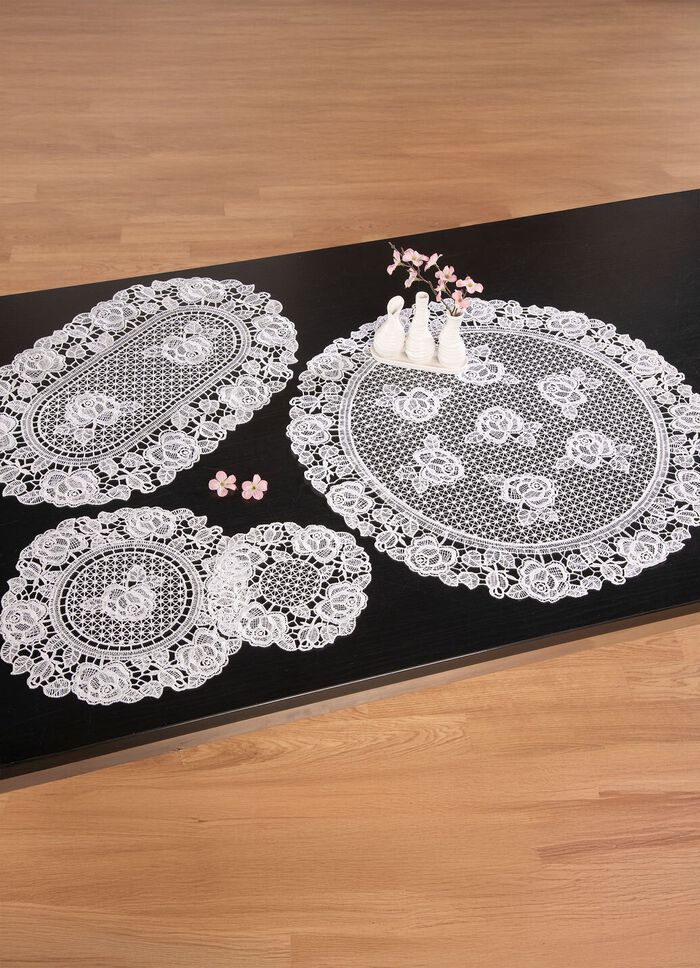 Tafeldecoratie van kant WEISS