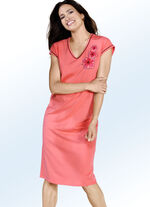 Nachthemd met V-hals en tuleborduursel 